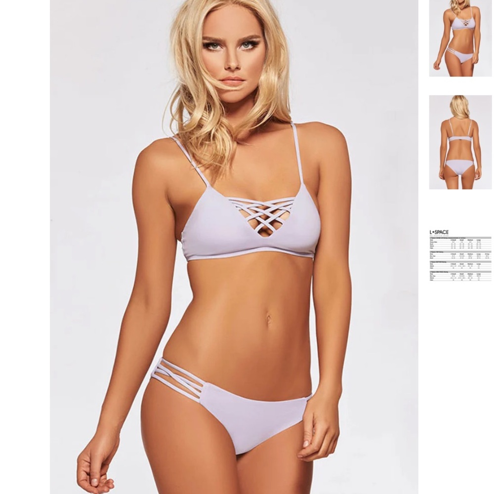 L Space Lattice Bikini Top and Bottom Ivory size small - gently used
